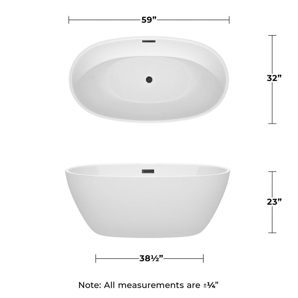 Juno 59'' White Freestanding Acrylic Soaking Bathtub