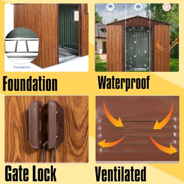 6 ft. W x 6 ft. D Metal Storage Shed with window and Metal foundation for Garden and Backyard (28 sq. ft. )
