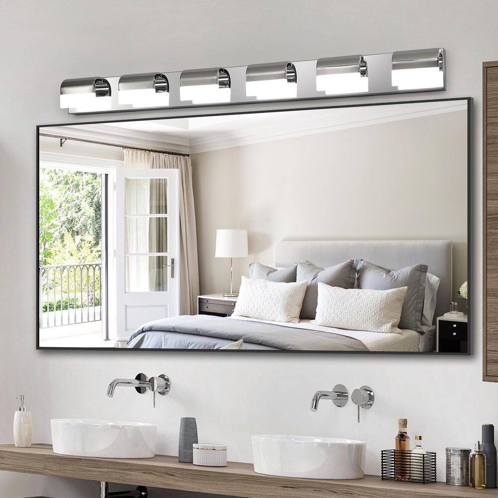 47 in. 6 Light Modern Chrome Vanity Light Fixture Bathroom Over Mirror Wall Lights with Iron +Acrylic price history on PriceWatchPro