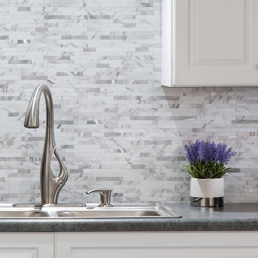 Marble Shine Peel and Stick Collage Tile for Kitchen and Bathroom