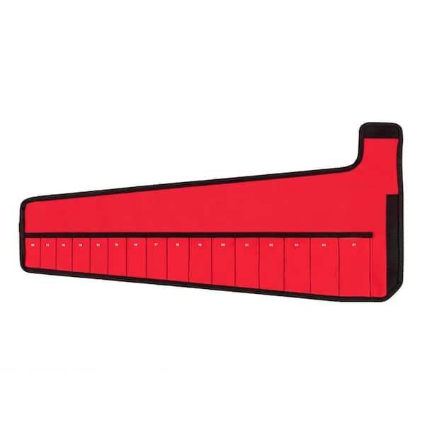 TEKTON 16-Tool Angle Head Wrench Pouch (Red, 10-27 mm)