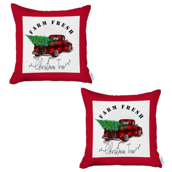 HomeRoots Charlie Set of 4 Christmas Tree Trio Plaid Lumbar Throw