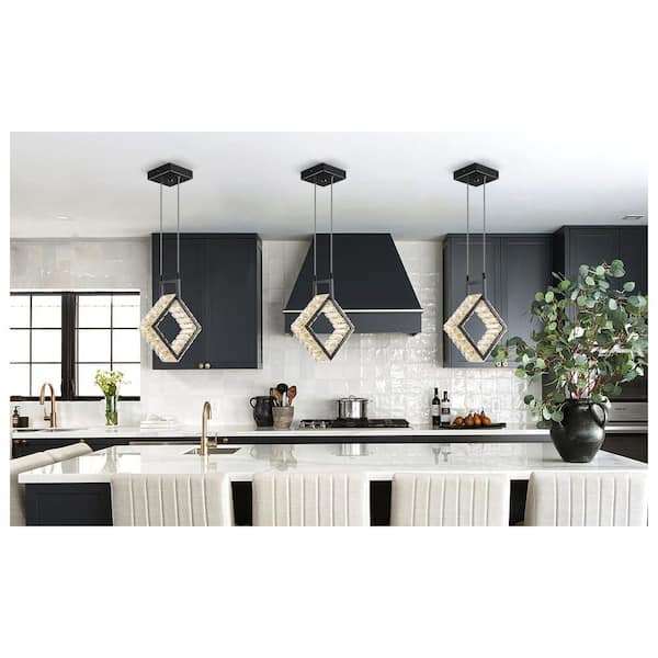 ZHLWIN Home Lighting 12W 1-Light Black Square Modern Led Crystal