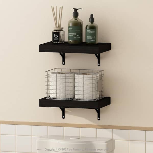 Furinno Tanna 1.65 in. Tall Tobacco Oak Wood Wall Mounted Bookcase (Set of 2)