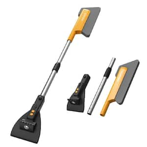 31 in. Plastic Blade Ice Scraper 3-in-1 Car Snow Shovel with Lights, Telescopic Windshield Snow Shovel, Black and Orange