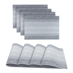 Ombre 19 in. x 13 in. Grays/Silver Polyester Placemat (Set of 4)