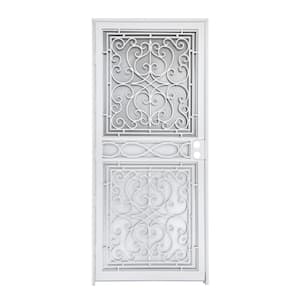 Cambridge 36 in. x 80 in. Universal/Reversible Hinging White Wrought Iron Steel Storm Security Door