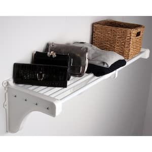 40 in. - 75 in. Expandable Metal Shelf in White with 2 End Brackets
