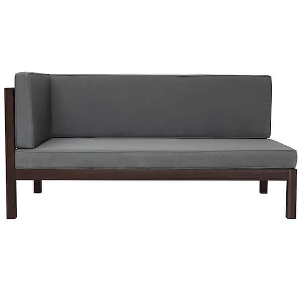 Boosicavelly 4-Piece Wooden Outdoor Sectional X-Back Sofa with Gray Cushions