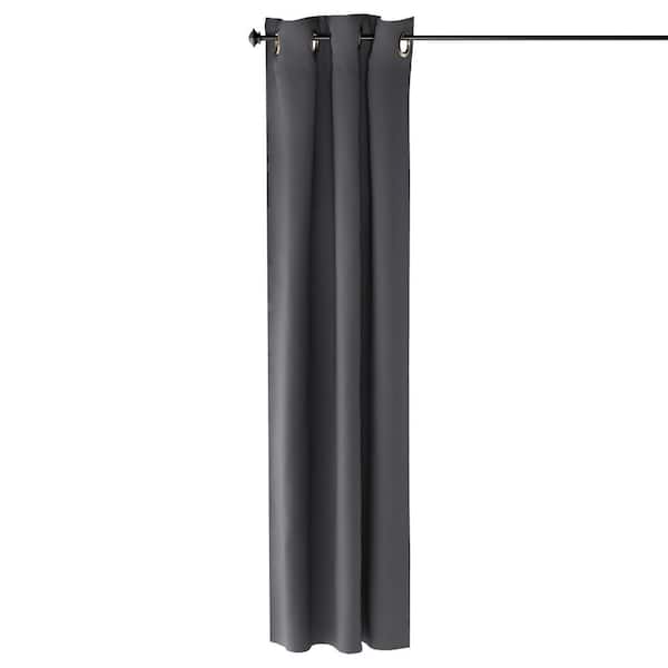 Furinno Dark Grey Grommet Blackout Curtain - 42 in. W x 84 in. L