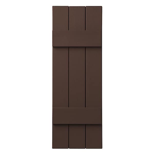 Ply Gem 11 in. x 31 in. Polypropylene Plastic 3-Board Closed Board and Batten Shutters Pair in Terra Brown