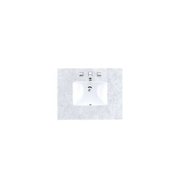 Carrara 30 in. W x 23.5 in. D x 34.3 in. H Marble Single Basin Vanity Top in Carrara White