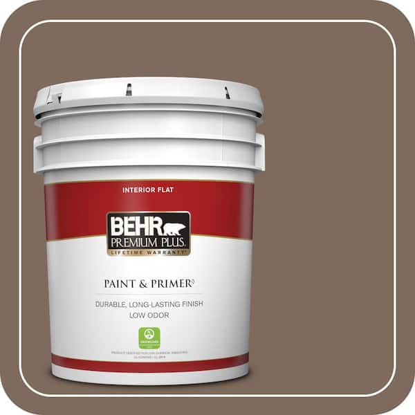 BEHR PREMIUM PLUS 5 gal. #QE-23 Chalet Flat Low Odor Interior Paint & Primer