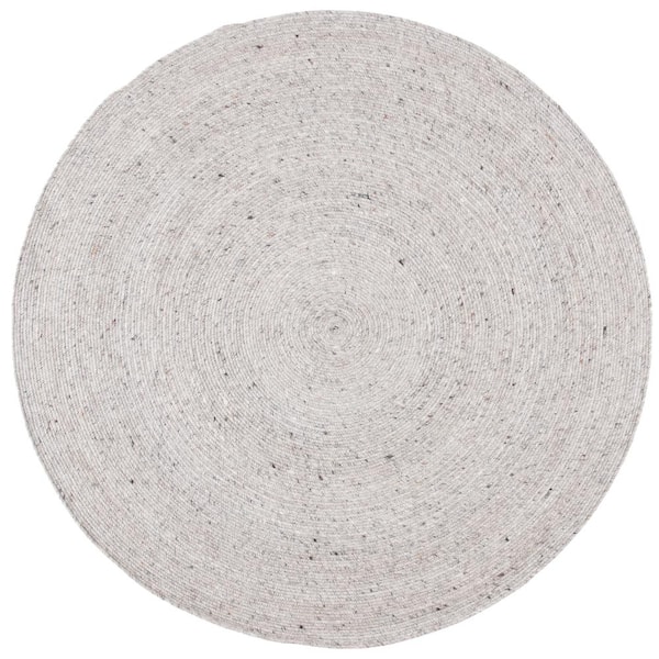 SAFAVIEH Braided Light Gray 8 ft. x 8 ft. Speckled Solid Color Round Area Rug