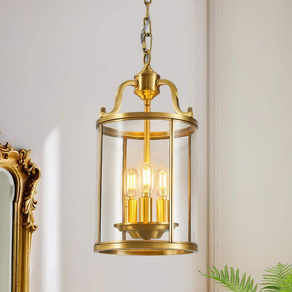 Antique Brass 7.87 in. 3-Light Gold Pendant Lights Kitchen Island Chandelier Brass Solder Glass Pendant Light price history on PriceWatchPro
