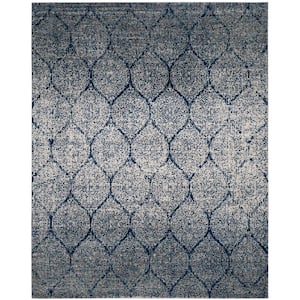 Madison Navy/Silver 9 ft. x 12 ft. Medallion Area Rug