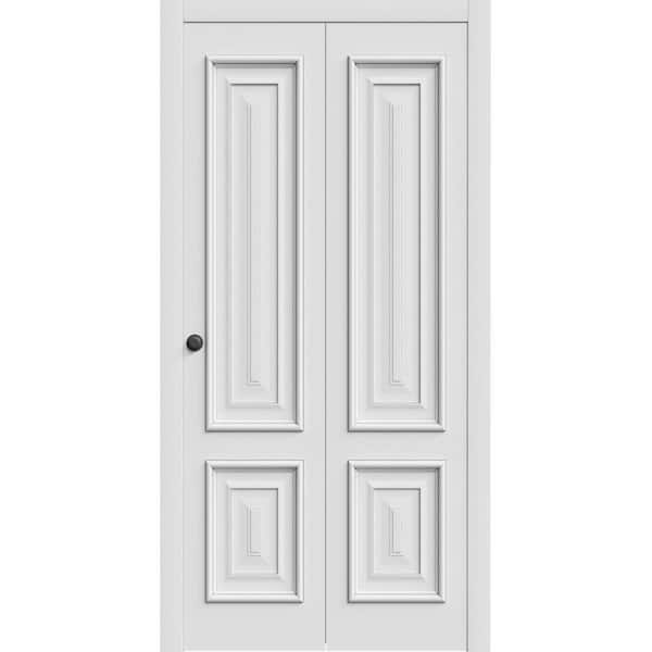 7822 56 in. x 96 in. Sold Core White Enamel Color Wood Bi-fold Door with Hardware