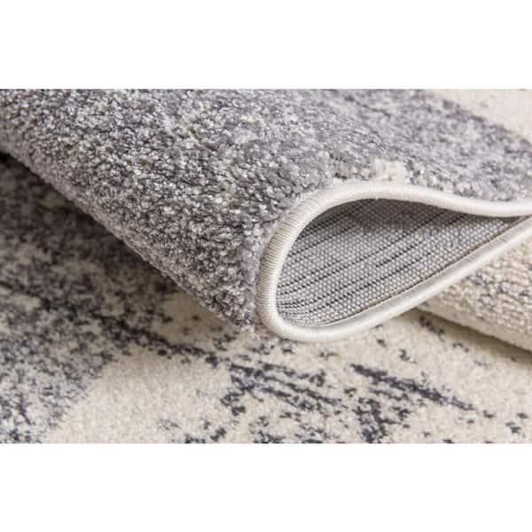 Nova Modern White Grey 3 ft. 9 in. x 5 ft. 6 in. Abstract Area Rug