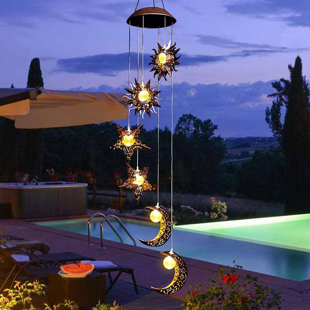 Star Shape Solar Wind Chimes With Color Changing LED Lights – Outdoor Garden Decor