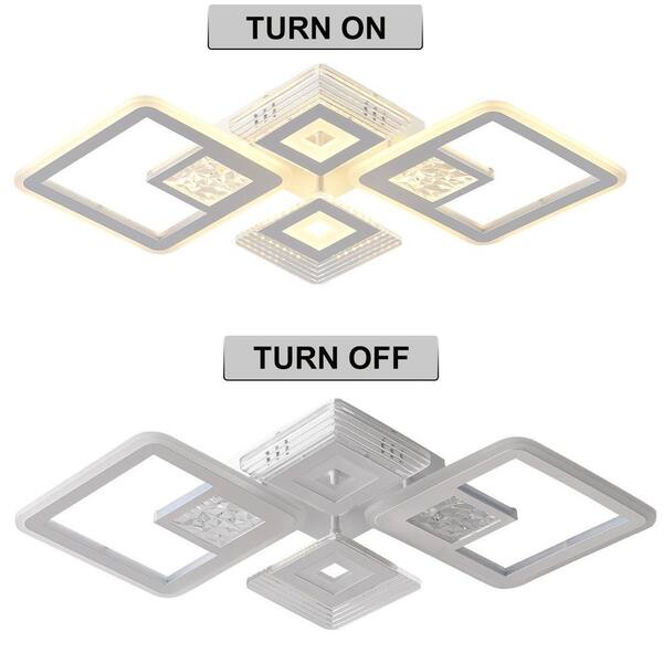 OUKANING 28.34 in. 1-Light White Modern Geometric Design Dimmable