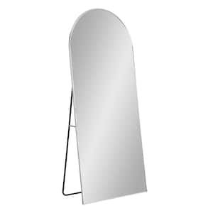 31.5 in. W x 71 in. H Arched Silver Metal Full Length Floor Mirror