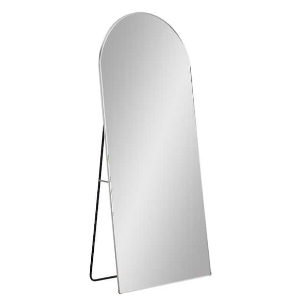 Unbranded 31.5 in. W x 71 in. H Arched Silver Metal Full Length Floor Mirror