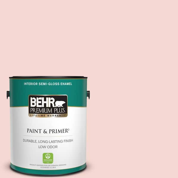 BEHR PREMIUM PLUS 1 gal. #M160-1 Cupcake Pink Semi-Gloss Enamel Low Odor Interior Paint & Primer