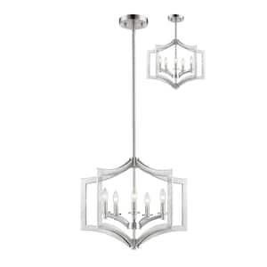 Zander 5-Light 23.6 in Brushed Nickel Pendant with no Shade