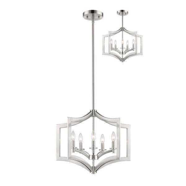 Unbranded Zander 5-Light 23.6 in Brushed Nickel Pendant with no Shade