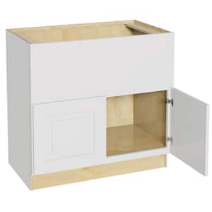 Grayson Pacific White Painted Plywood Shaker Assembled Sink Base Kitchen Cabinet Sft Cls 36 in W x 24 in D x 34.5 in H