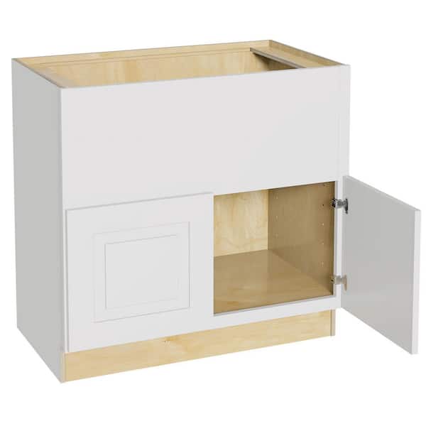 Home Decorators Collection Grayson 36 in. W x 24 in. D x 34.5 in. H Assembled Plywood Farm Sink Base Kitchen Cabinet in Pacific White with Soft Cls