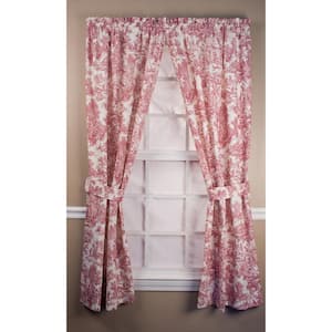 Red Toile Rod Pocket Room Darkening Curtain - 34 in. W x 84 in. L (Set of 2)