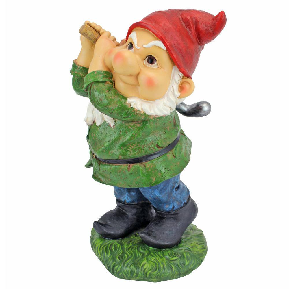 Bogey Burt Garden Gnome Statue with Red Hat and Green Coat