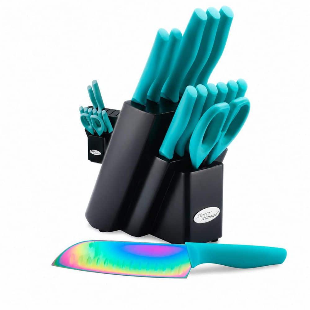 14-Piece Stainless Steel Rainbow Knife Set with Black Block and Kitchen Shears, Serrated Steak Knives price history on PriceWatchPro