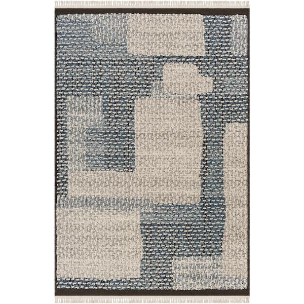 Livabliss Berlin Blue/Off-White Graphic 5 ft. x 7 ft. Indoor Area Rug