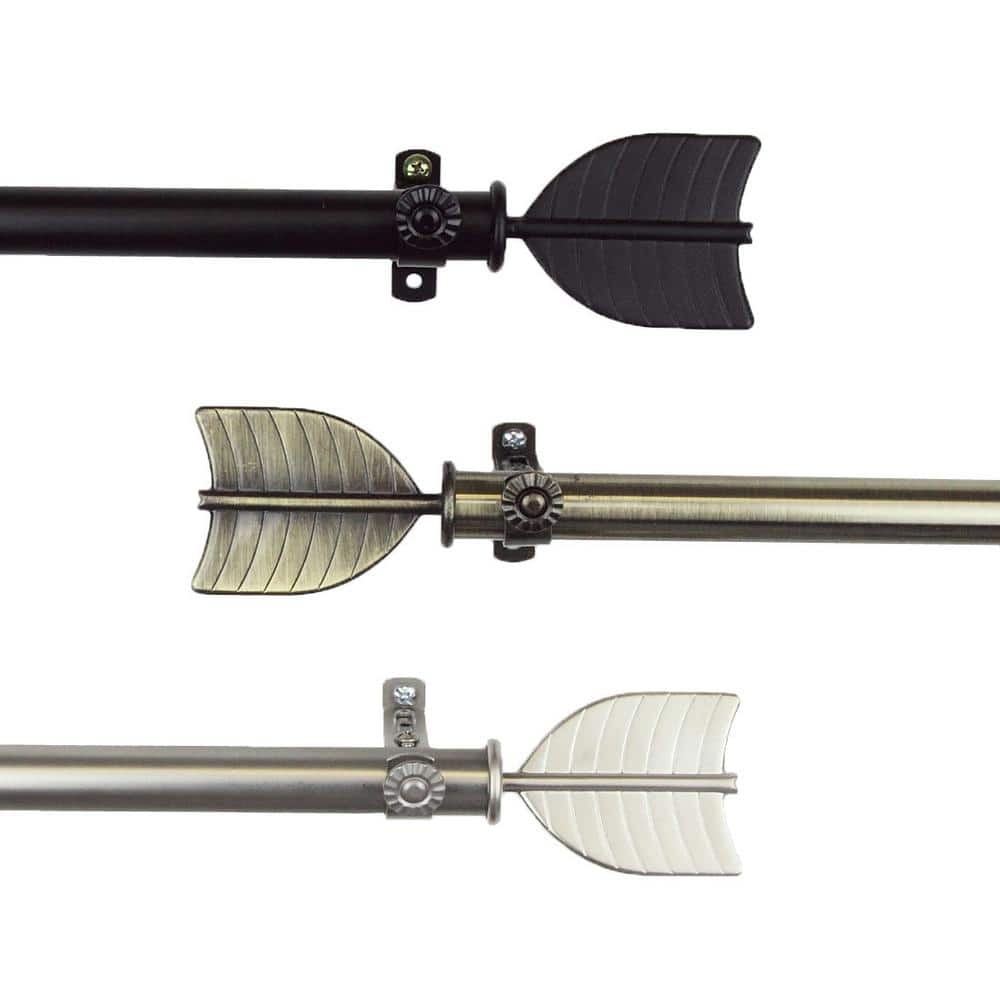"3/4"" Dia Adjustable 48"" to 84"" Singel Curtain Rod in Antique Brass with Feather Finials" price history on PriceWatchPro