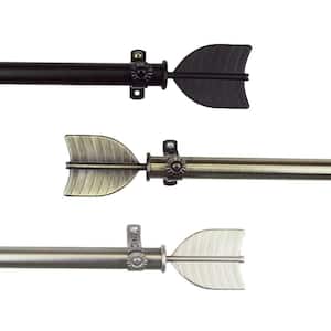 3/4 in. Dia Adjustable 66 in. to 120 in. Single Curtain Rod in Black with Feather Finials