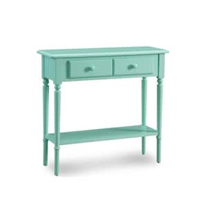 Coastal Notions 30 in. Silky Painted Kiwi Green Narrow Hall Stand/Sofa Table with Shelf