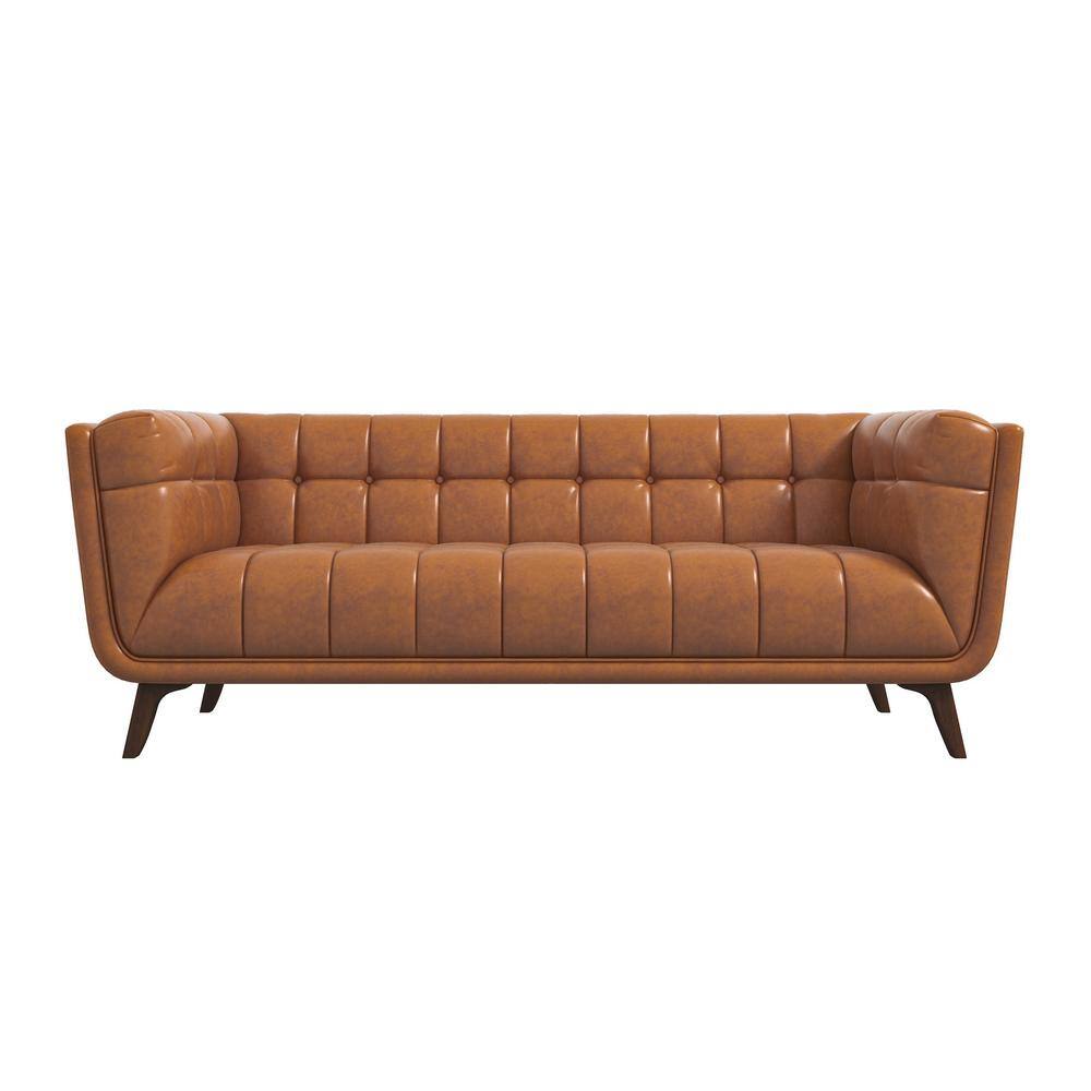 Ashcroft Furniture Co Kansas In W Square Arm Modern Chesterfield Genuine Leather Living Room