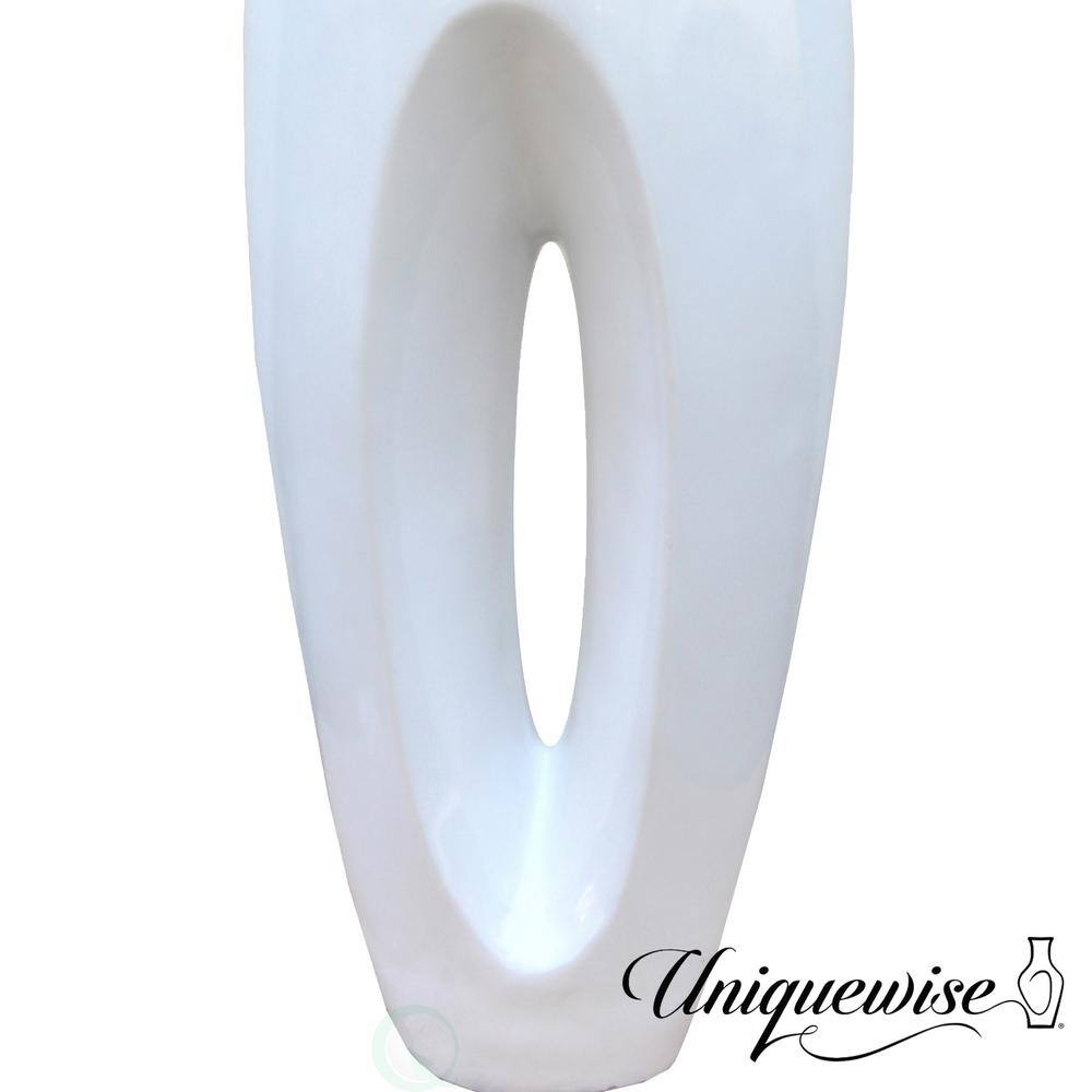 Elegant White Magnesium Oxide 40-inch Decorative Floor Vase