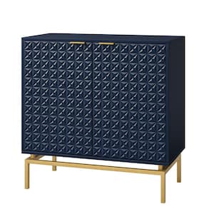 Vico Navy 32 in. Tall plus 2-Door Accent Cabinet with Metal Base and Adjustable Shelves