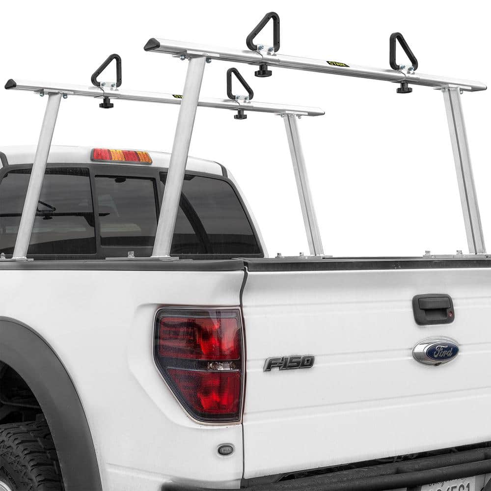 StarONE Universal Aluminum Adjustable Pickup Truck Bed Ladder Rack with Ladder Stops 