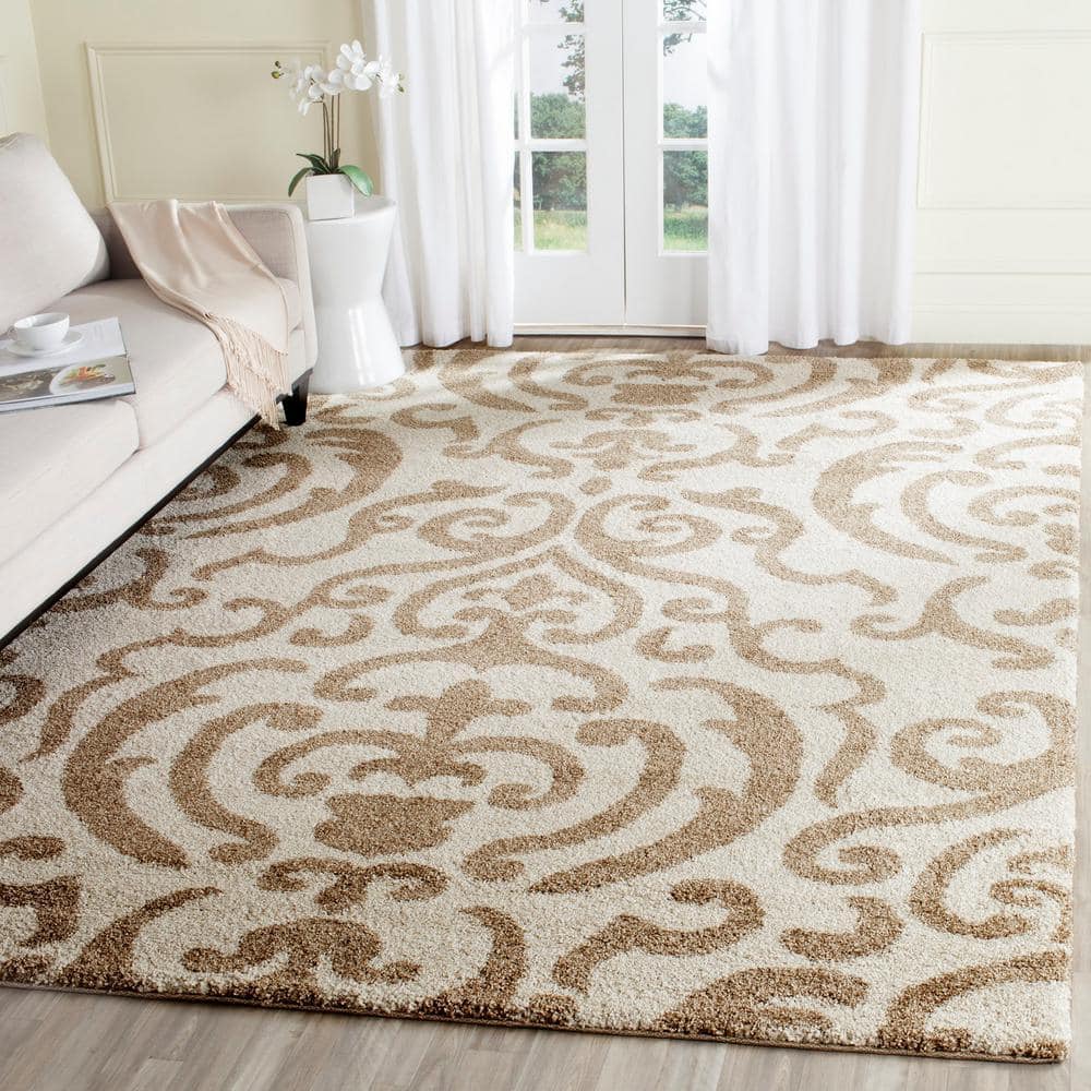 Cozy Haven Cream Beige 8' x 10' Plush Shag Area Rug