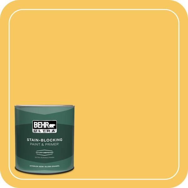 BEHR ULTRA 1 qt. #P280-5 Little Sun Dress Extra Durable Semi-Gloss Enamel Interior Paint & Primer