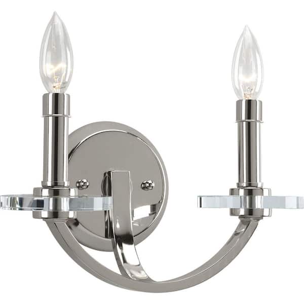 Progress Lighting Nisse Collection 2-Light Polished Nickel Wall Sconce