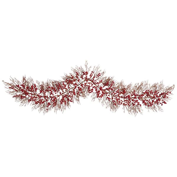 Nearly Natural 6 Ft. Unlit Artificial Red Berry Artificial Christmas ...