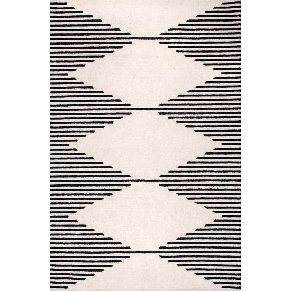 Ivory Handmade Rectangular Wool Blend 8'x10' Area Rug