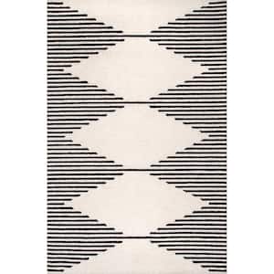 Flynne Ivory 8 ft. x 10 ft. Handmade Contemporary Wool Indoor Area Rug