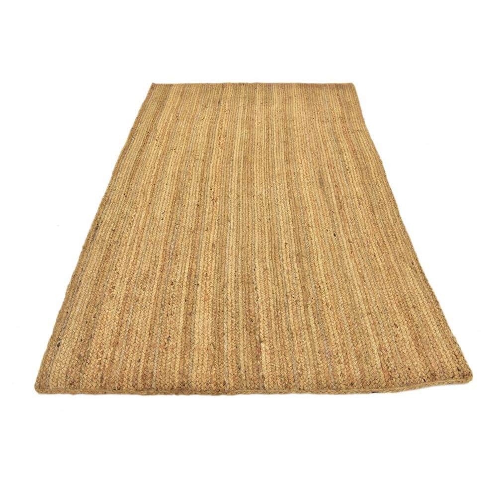 Handmade Braided Jute and Cotton Reversible Area Rug 5' x 8' - Natural Brown