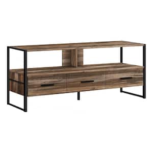 Brown TV Stand Fits TVs up to 55-65 in. with Drawers and Shelves